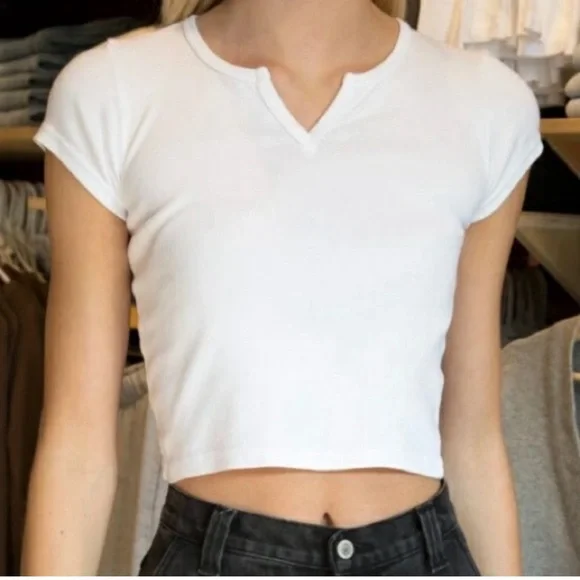 Brandy Melville Tops Brandy Melville White Crop Polo Tshirt